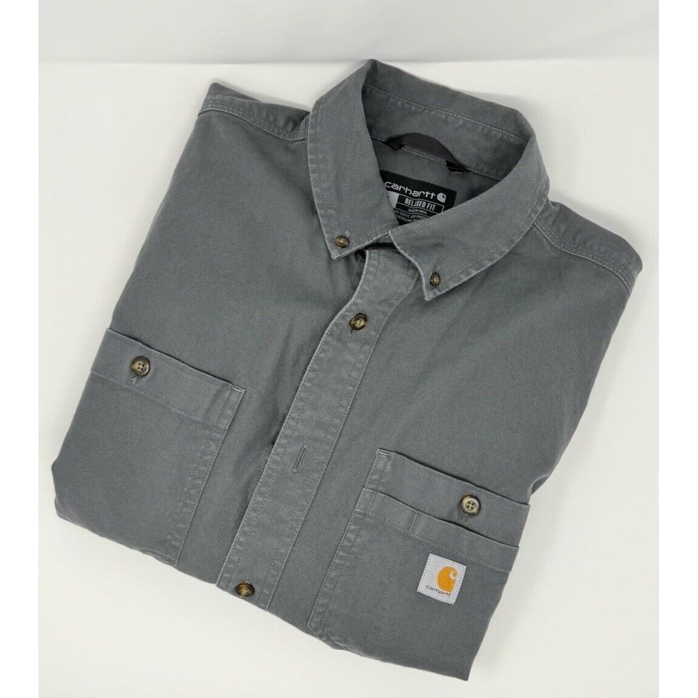 Carhartt Shirt Men's Large Gray Relaxed Fit‎ Short Sleeve Pocket